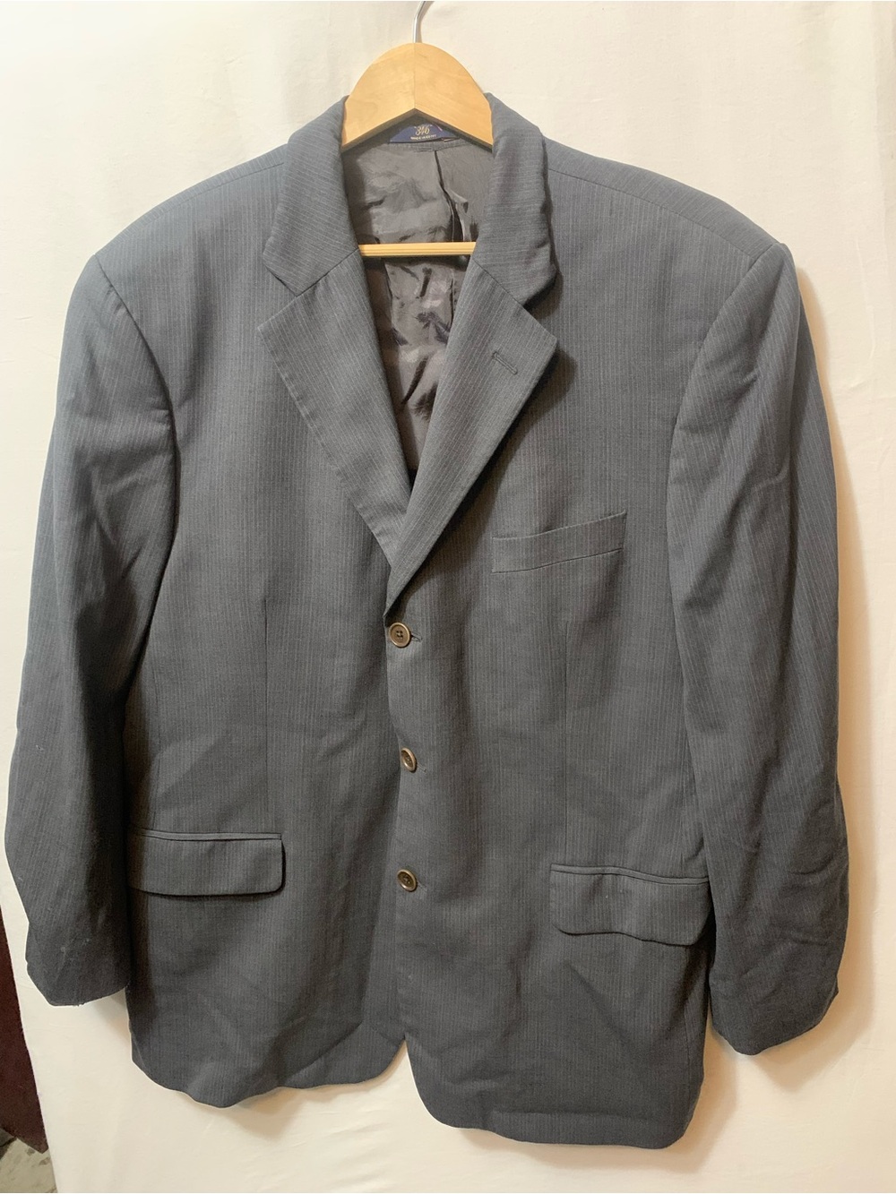 Brooks Brothers Men's Dark Gray Three-Button Blazer 44R 96%WOOL
